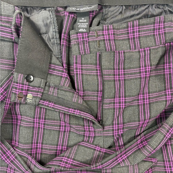 Lane Bryant Purple Gray Bold Plaid Wide Leg Pants - Picture 5 of 9
